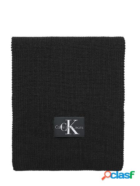 CALVIN KLEIN JEANS Sciarpa in misto lana con logo Nero