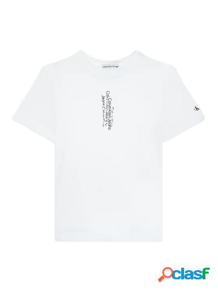 CALVIN KLEIN JEANS T-shirt in cotone con logo Bianco