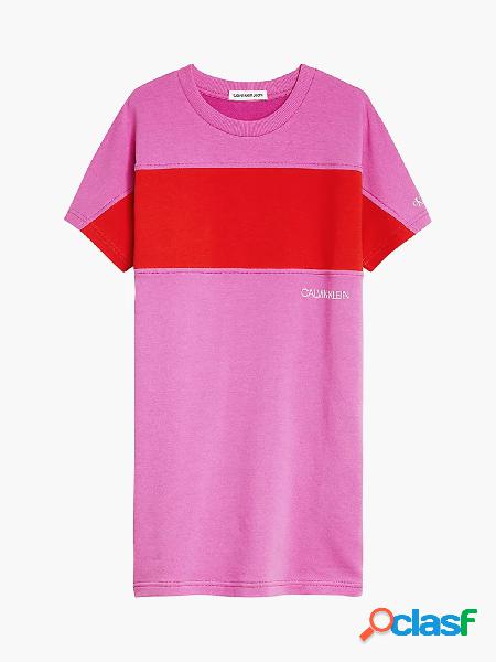 CALVIN KLEIN JEANS abito bicolore con logo ROSA