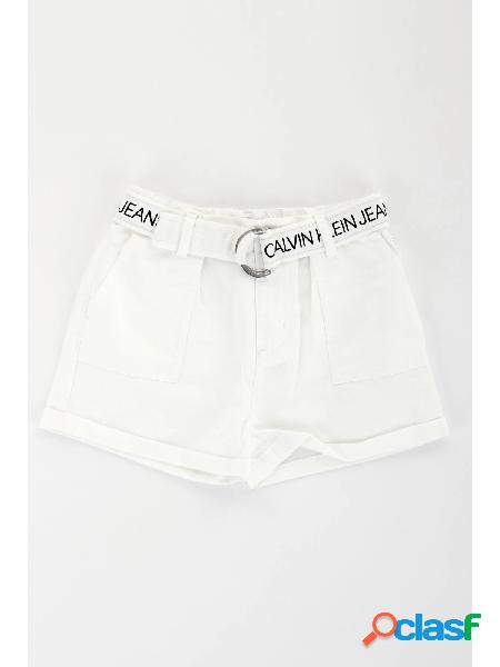 CALVIN KLEIN JEANS girl shorts in twill di cotone e lino