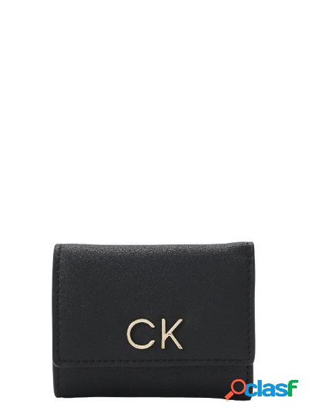 CALVIN KLEIN Mini portafoglio in ecopelle con logo Nero