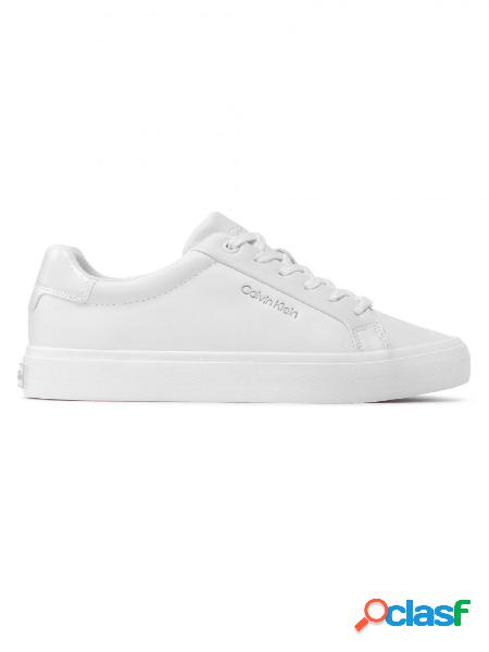 CALVIN KLEIN sneakers VULC LACE in pelle BIANCO