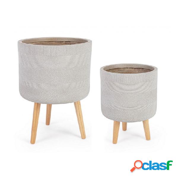 CONTEMPORARY STYLE - SET2 VASO RIGO TO TREPPIEDE BEIGE