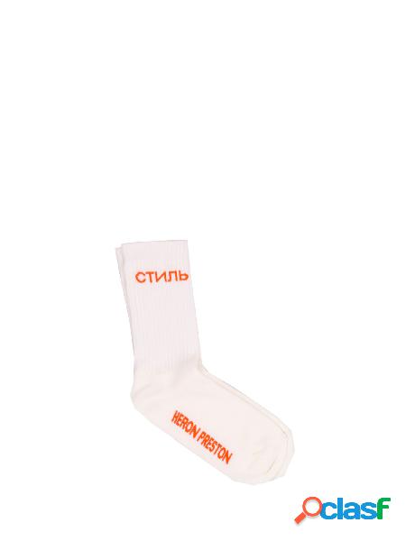 Calze Uomo HERON PRESTON Bianco arancio Ctnmb long socks