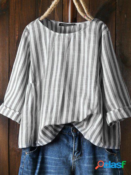 Camicetta & Top Casuale Misto Cotone a Girocollo