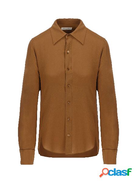 Camicia Aderente In Seta Crêpe De Chine