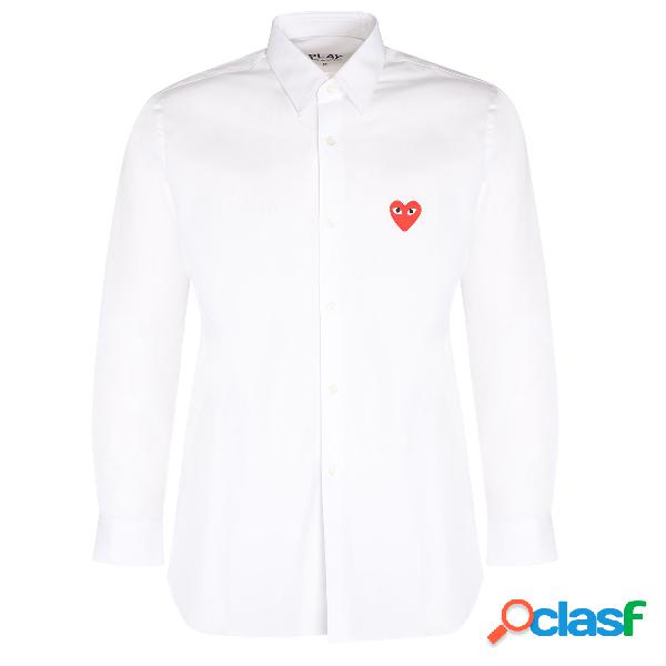 Camicia Comme Des Garçons Play bianca con cuore rosso