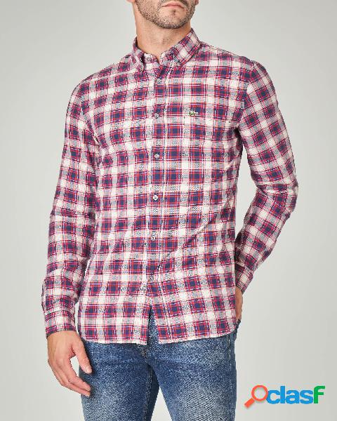Camicia a quadretti rossa e blu con collo button down