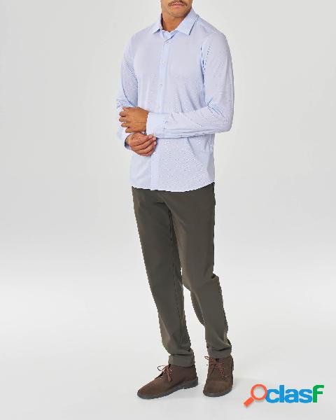 Camicia azzurra Shirt Oxford Jacquard in tessuto tecnico