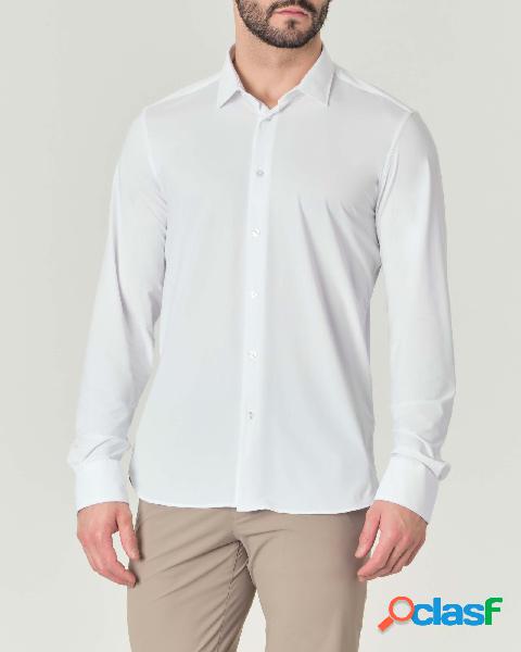 Camicia bianca Oxford shirt in tessuto tecnico stretch