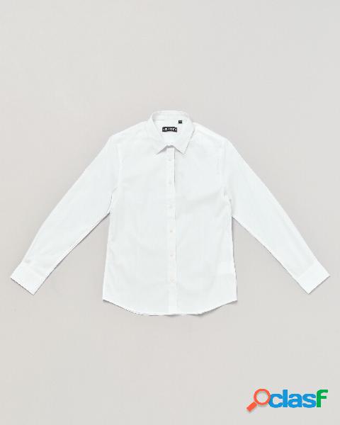 Camicia bianca in popeline di cotone stretch 4-16 anni