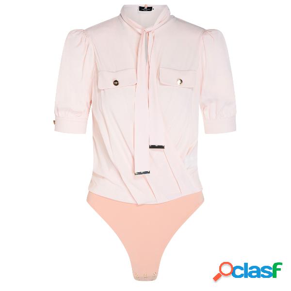 Camicia body Elisabetta Franchi in georgette rosa chiaro