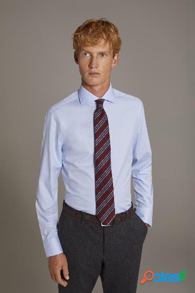 Camicia classica collo francese slim fit tessuto spigato