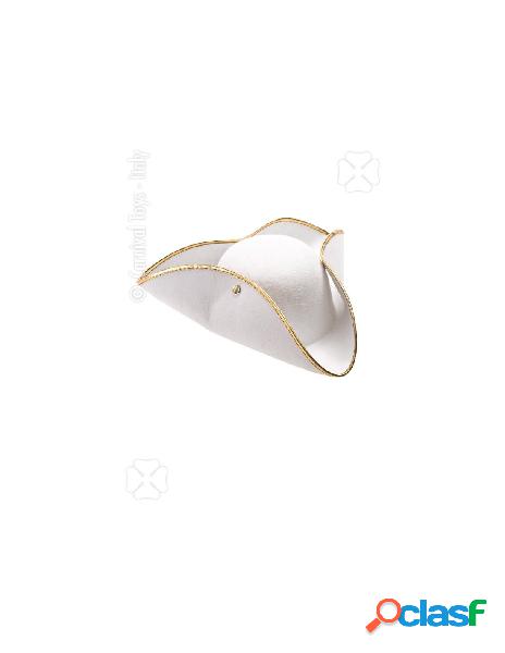 Capp.tricorno bianco in feltro c/ bordino oro con