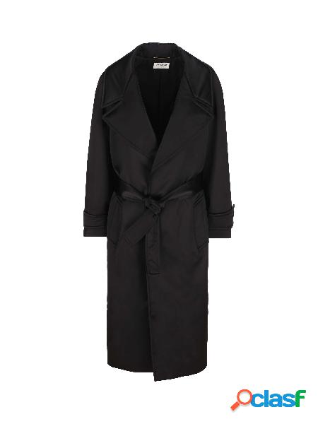 Cappotto Con Cintura In Crêpe Di Raso
