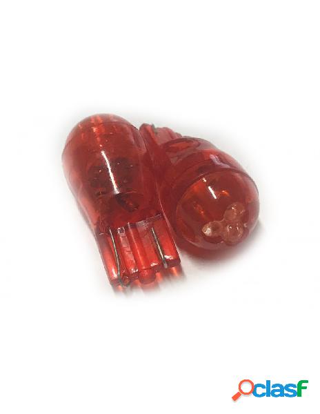 Carall - coppia 2 lampade led t10 con 3 led f3 colore rosso
