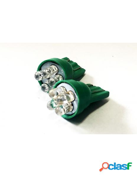 Carall - coppia 2 lampade led t10 con 4 led f3 colore verde