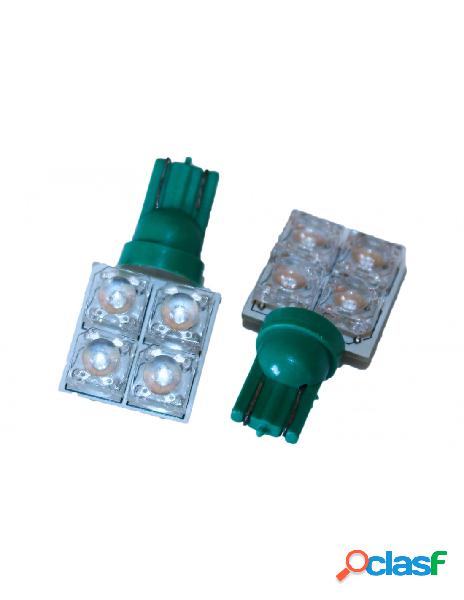 Carall - coppia 2 lampade led t10 con 4 led f5 flux laterale