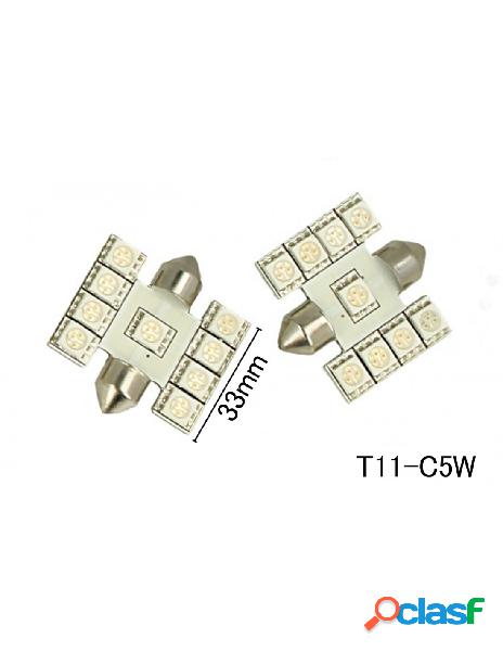 Carall - coppia 2 lampade led t11 c5w siluro 33mm con 9 smd