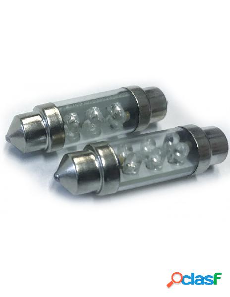 Carall - coppia 2 lampade led t11 c5w siluro 36mm con 6 led