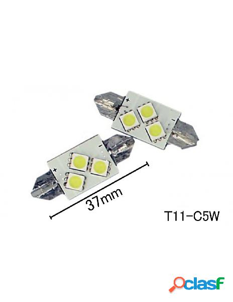 Carall - coppia 2 lampade led t11 c5w siluro 37mm con 3 smd