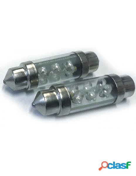 Carall - coppia 2 lampade led t11 c5w siluro 39mm con 6 led