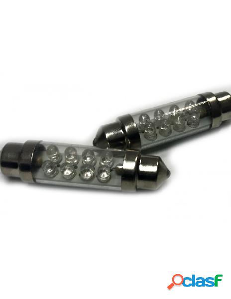 Carall - coppia 2 lampade led t11 c5w siluro 42mm con 8 led