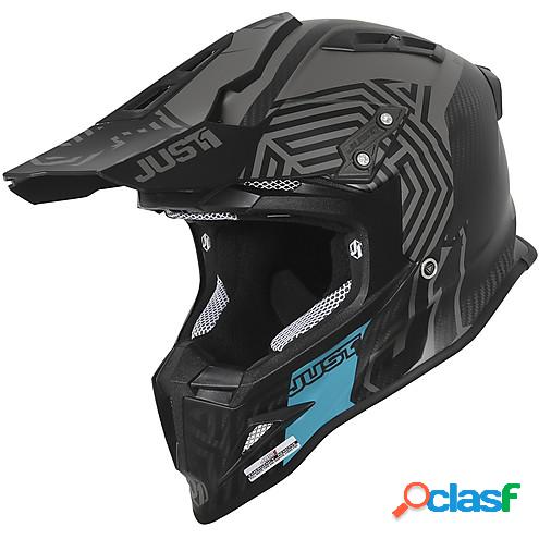 Casco cross Just1 J12 Syncro in carbonio Carbon Nero Azzurro