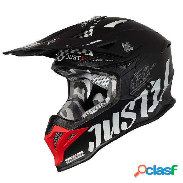 Casco cross Just1 J39 Rock Rosso Bianco Nero Opaco