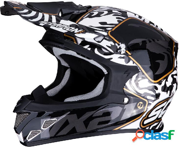 Casco cross Scorpion VX 21 AIR Gnarly Nero Bianco Arancio