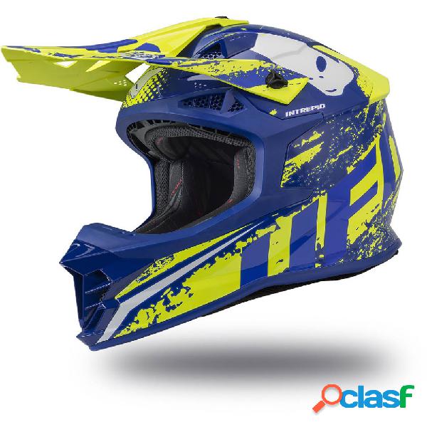 Casco cross UFO Intrepid Blu Giallo fluo