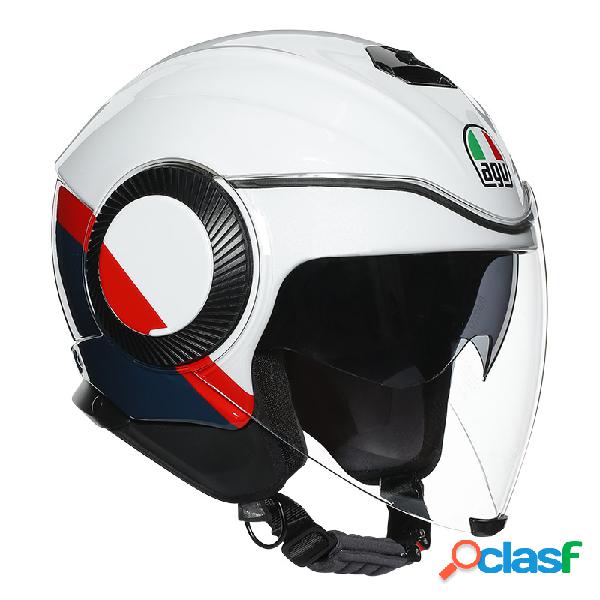 Casco jet AGV ORBYT MULTI BLOCK Bianco Perla Blu Ebony Rosso