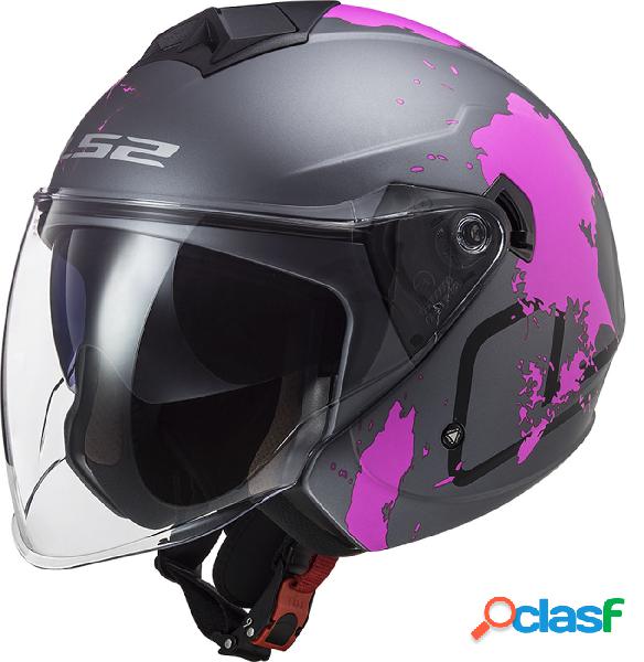 Casco jet LS2 OF573 TWISTER II XOVER Titanio opaco Viola