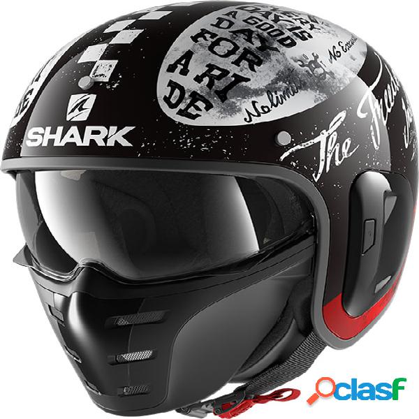 Casco jet Shark S-DRAK 2 TRIPP IN in fibra Nero Bianco Rosso