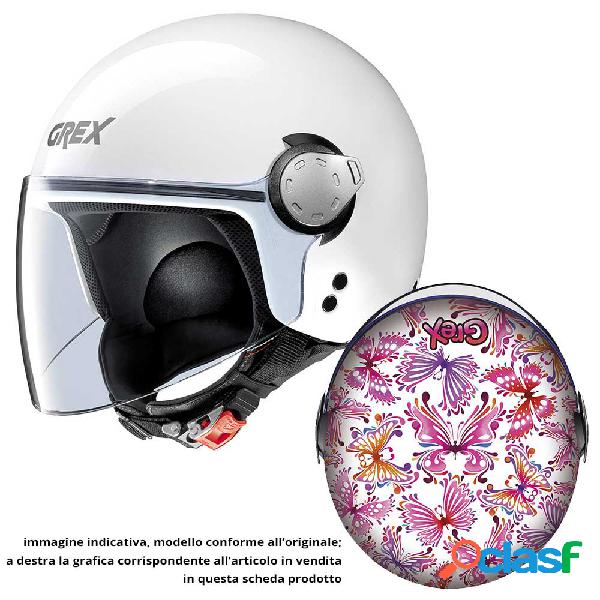 Casco jet bambino Grex G1.1 ARTWORK Butterfly Bianco Rosa