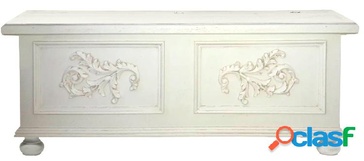 Cassapanca da ingresso in legno stile classico colore bianco