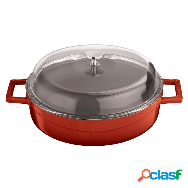 Casseruola Bassa Cm 24 C/ Coperchio Col Rosso Ghisa, peso