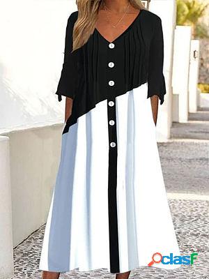 Casual Button Plain Knit Shift Dresses