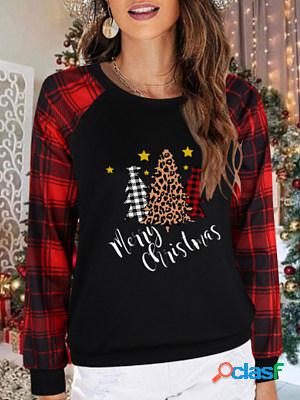 Casual Christmas Print Loose Round Neck Long Sleeve T-Shirt