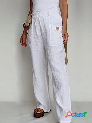 Casual Cotton And Linen Loose Pocket Trousers