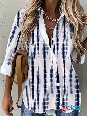 Casual Fashion Print Lapel Long Sleeve Shirt