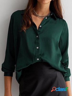 Casual Fashion Solid Color Long Sleeve Shirt