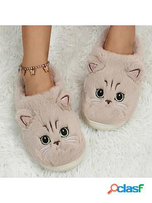 Casual Home Cat Cartoon Plush Warm Slippers