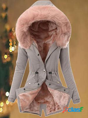 Casual Loose Cashmere Thick Single-Breasted Hooded Coat