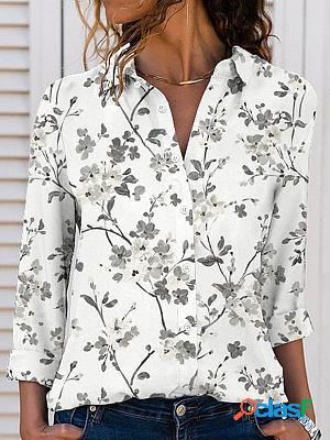 Casual Loose Floral Print Long Sleeve Blouse