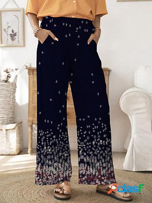 Casual Loose Floral Print Trousers