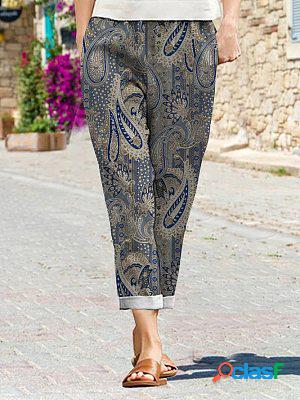 Casual Loose Paisley Print Straight-Leg Pants