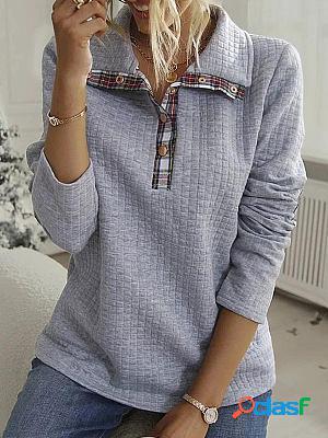 Casual Loose Plaid Print Sweatshirt