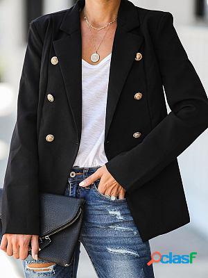 Casual Loose Solid Color Double Breasted Blazer