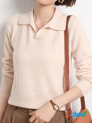 Casual Loose Solid Color Sweater Pullover
